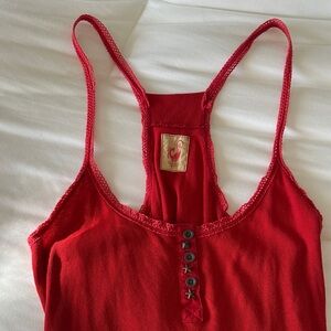 Free People Red Racerback Tank Top